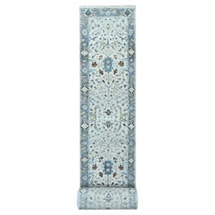 Argos Gray All Wool Hand Knotted Oushak Floral Design XL Runner Rug 2'6" x 30'4"