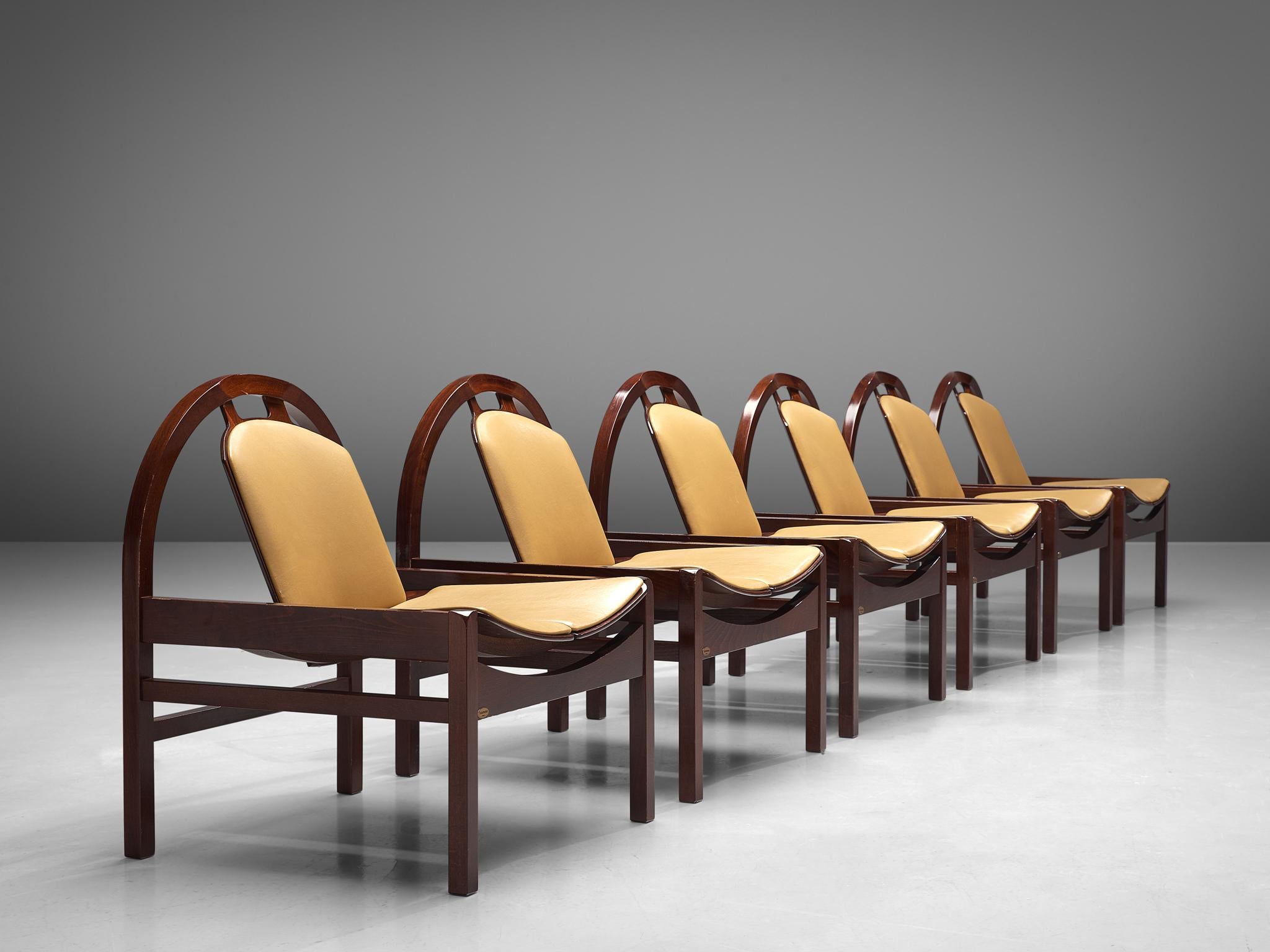 'Argos' Lounge Chairs by Baumann in Beech and Leather In Good Condition In Waalwijk, NL
