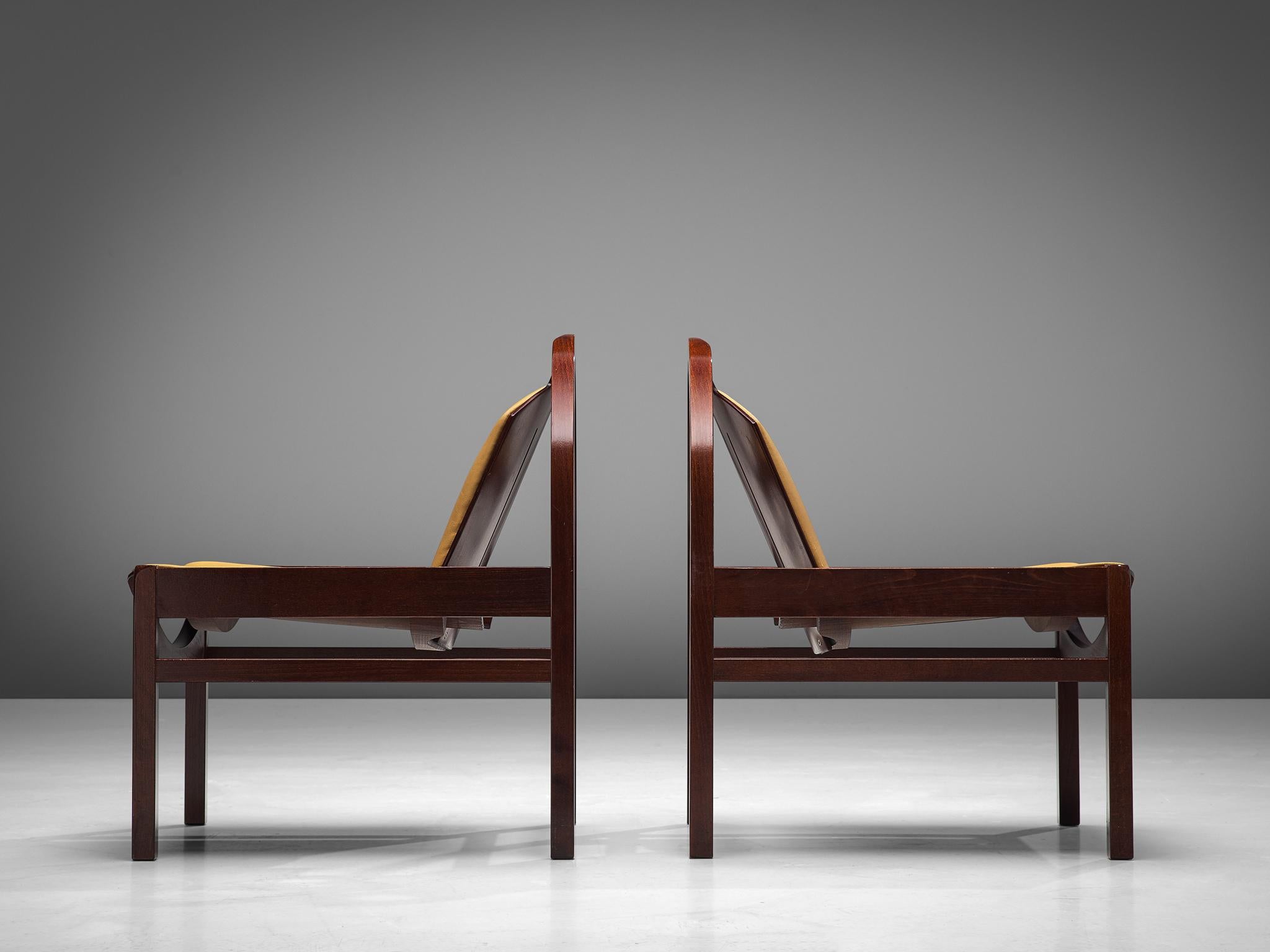 'Argos' Lounge Chairs by Baumann in Beech and Leather 1