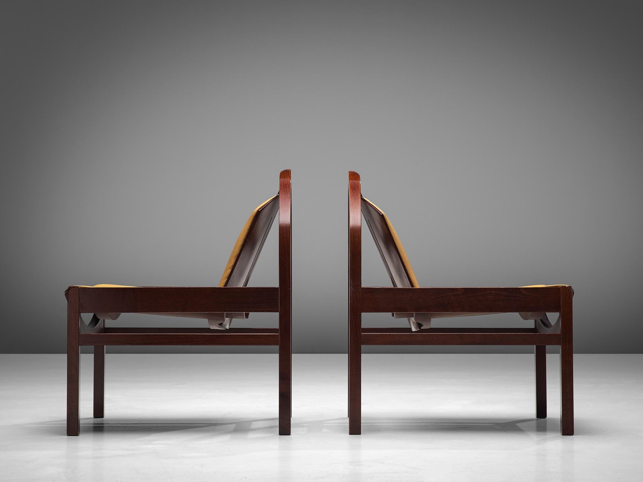 Late 20th Century 'Argos' Lounge Chairs by Baumann in Beech and Leather
