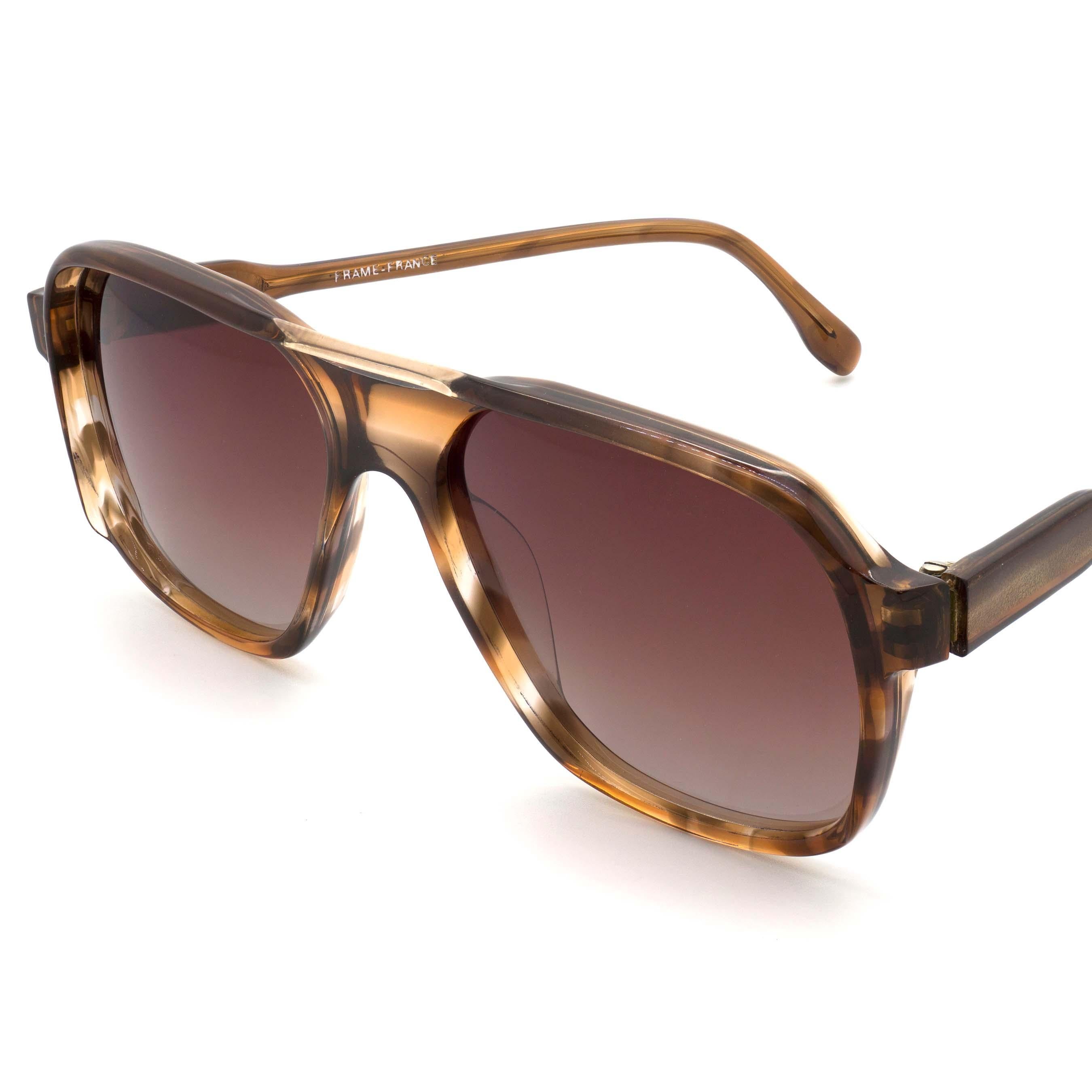 Brown Argos square vintage sunglasses, France 70s For Sale