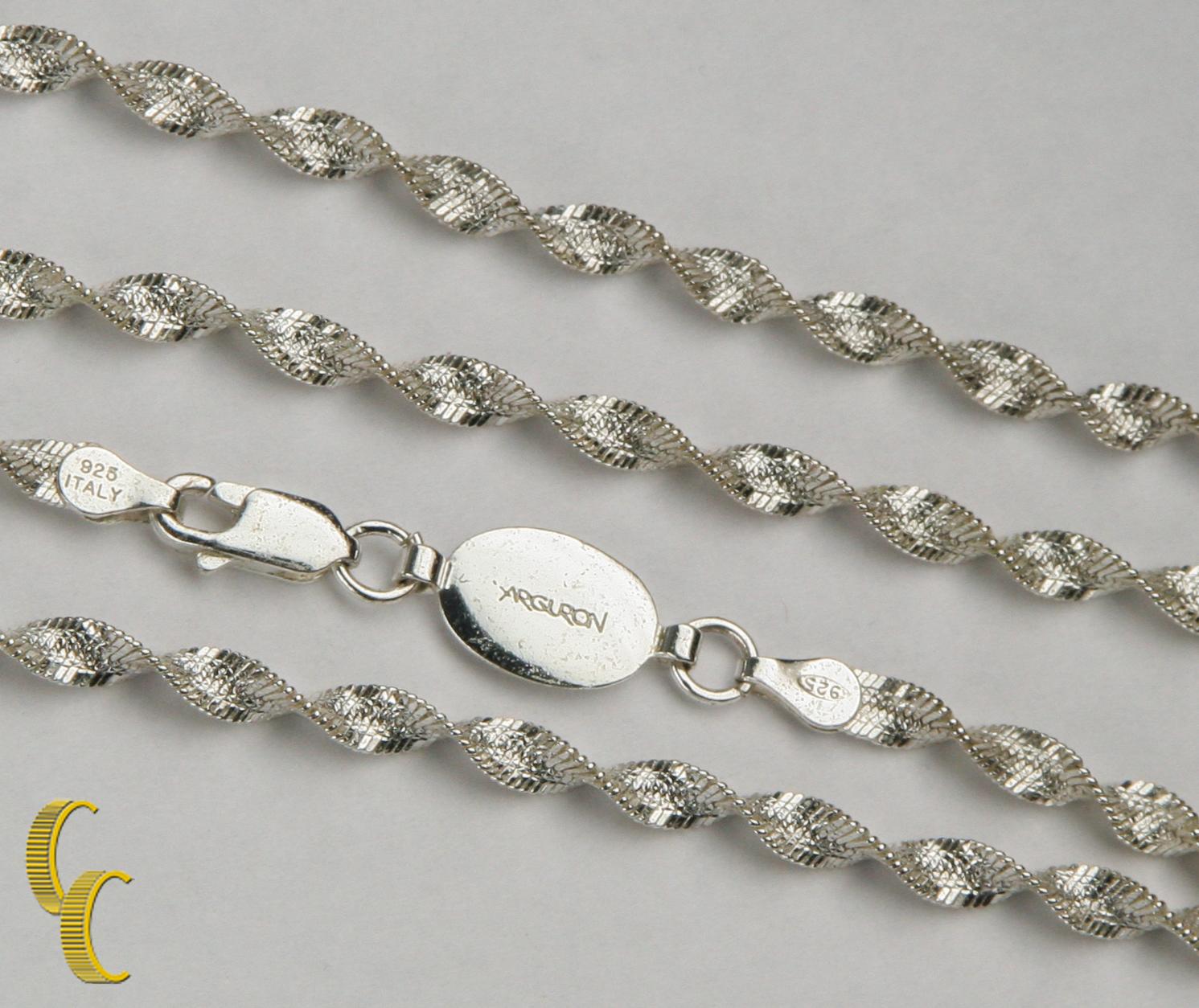 Moderno Collana in corda elicoidale intrecciata in argento sterling Arguron, 20 pollici in vendita