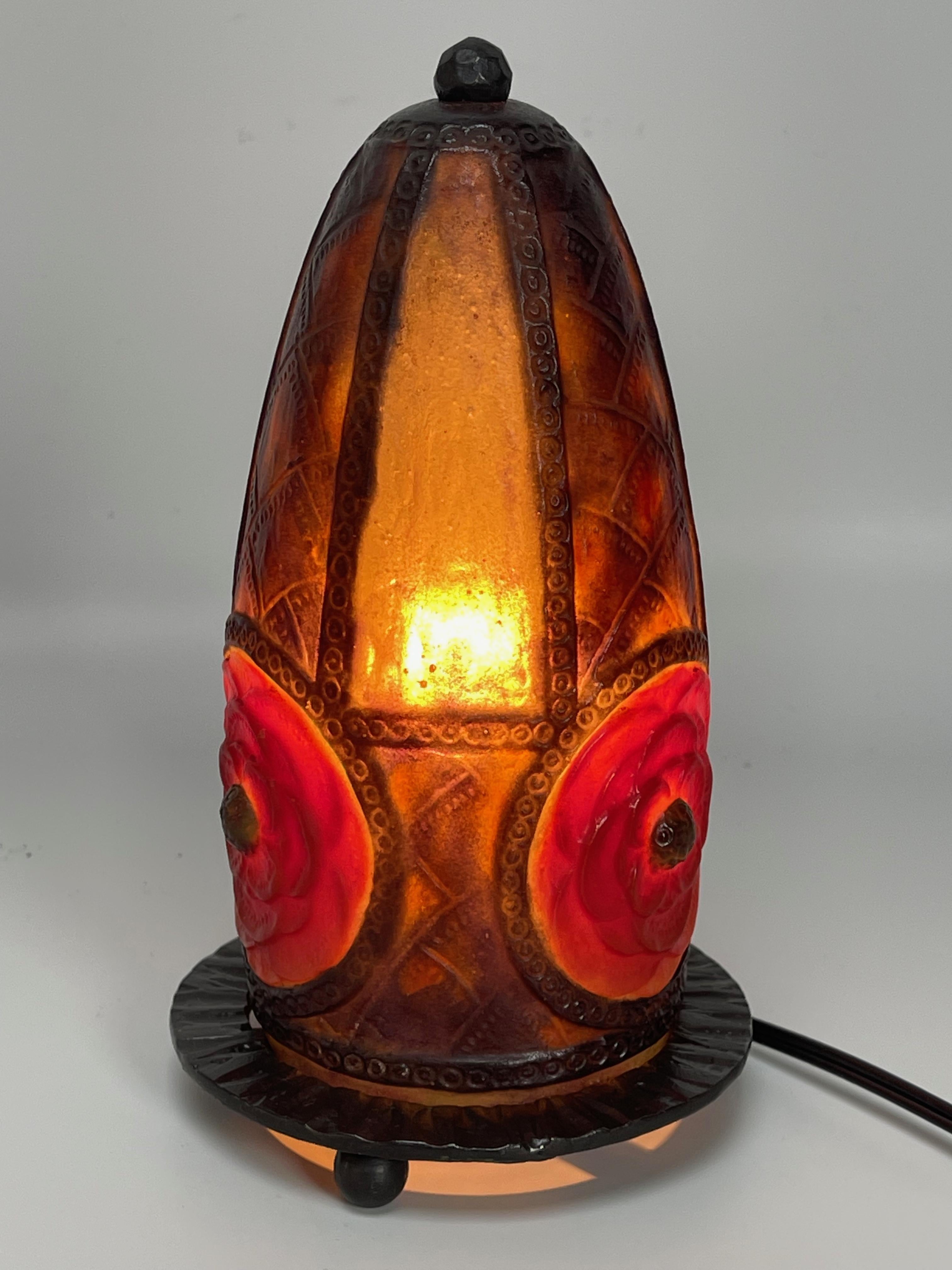 Lampe de nuit Art déco Rosaces d'Argy Rousseau 1923 en vente 8