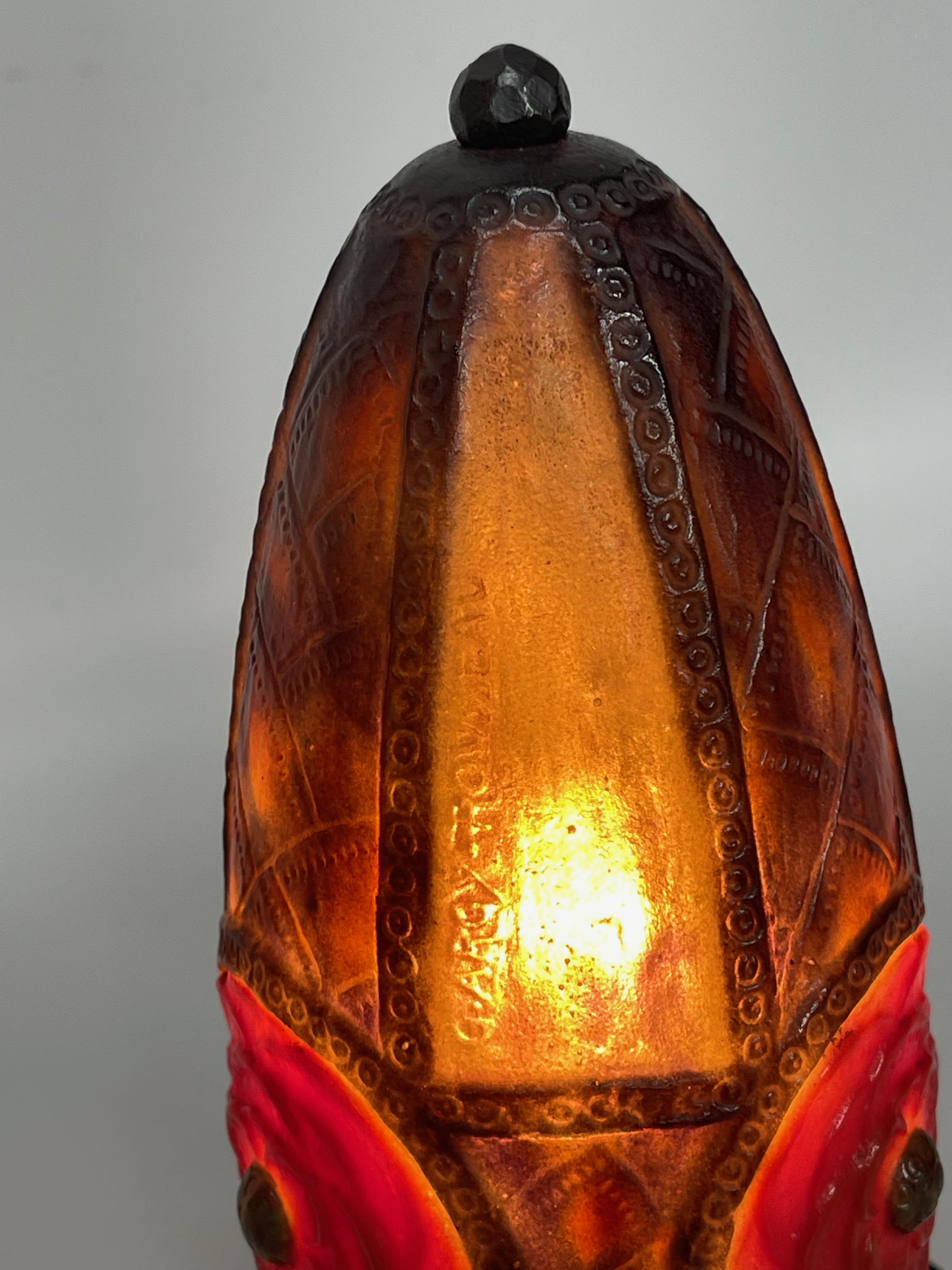 Lampe de nuit Art déco Rosaces d'Argy Rousseau 1923 en vente 10