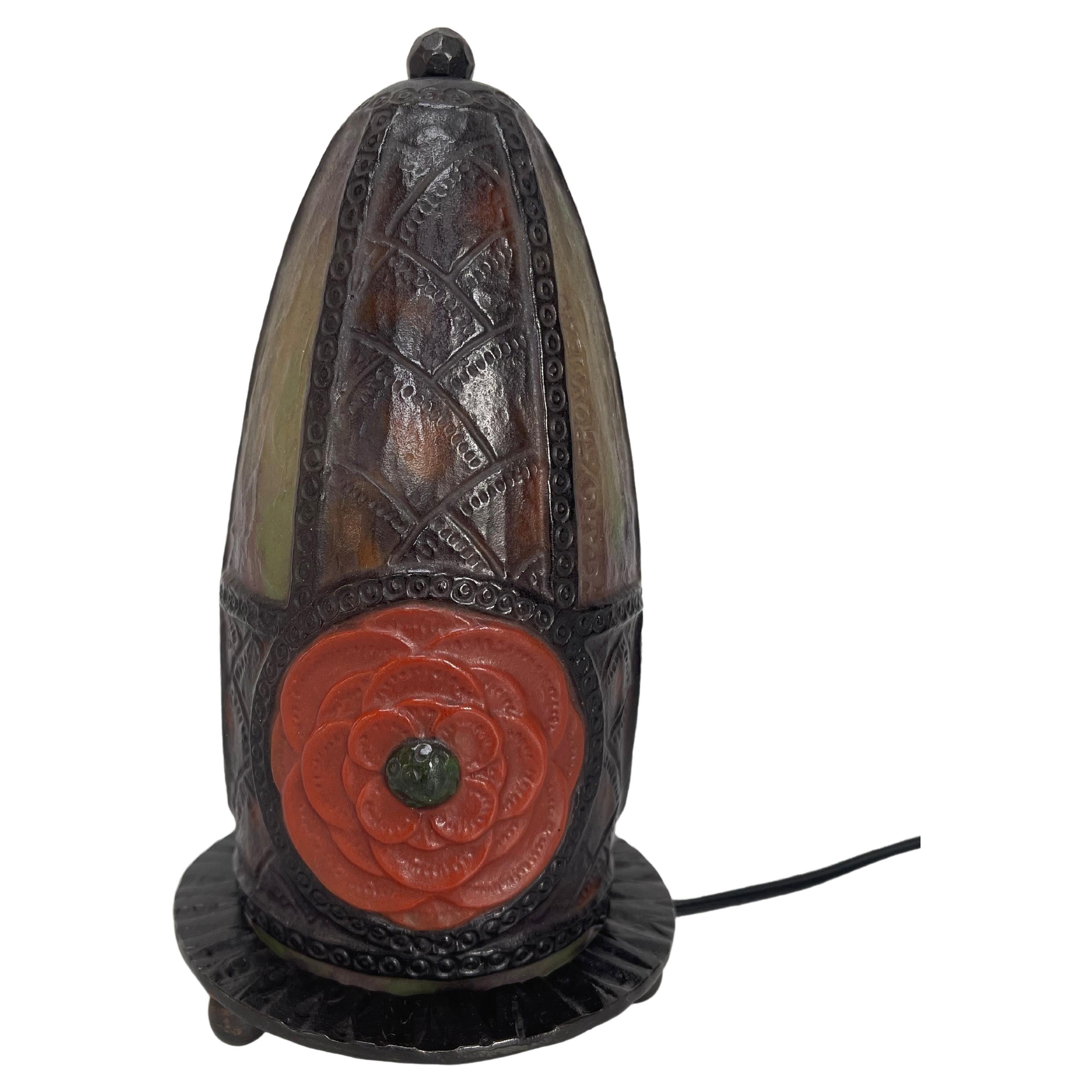 Lampe de nuit Art déco Rosaces d'Argy Rousseau 1923 en vente