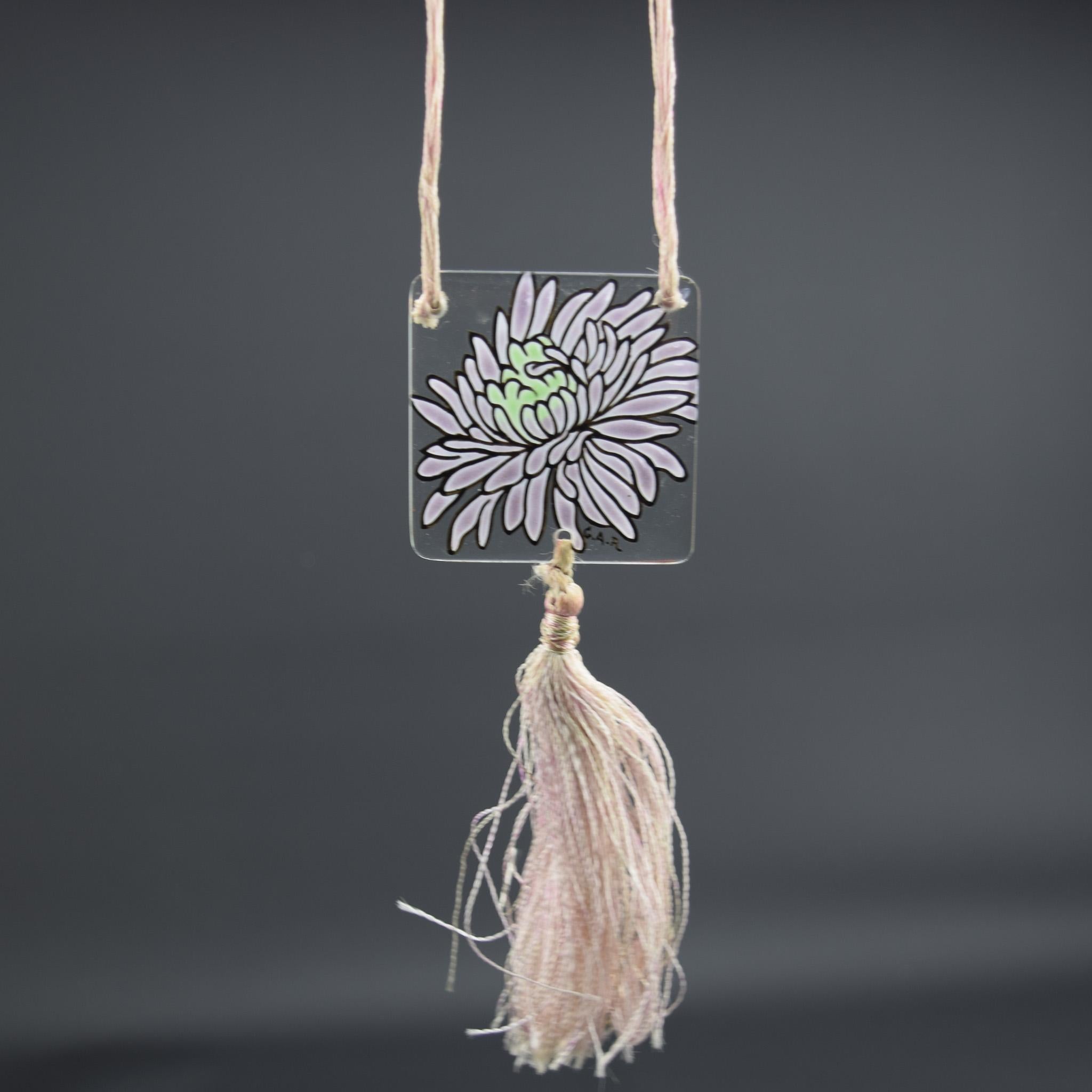 Enameled Argy Rousseau enameled chrysanthemum pendant C1920 For Sale