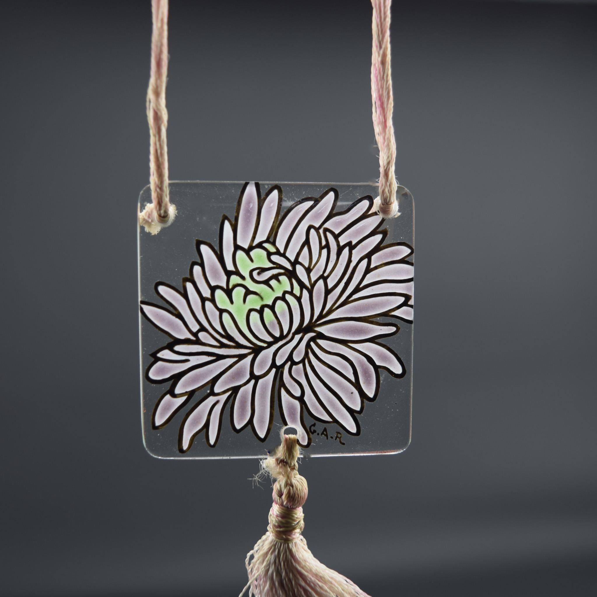 Argy Rousseau enameled chrysanthemum pendant C1920 In Good Condition For Sale In Devon, GB