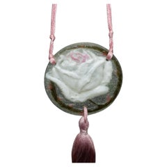 Argy Rousseau pate de verre Rose pendant neckless C1921