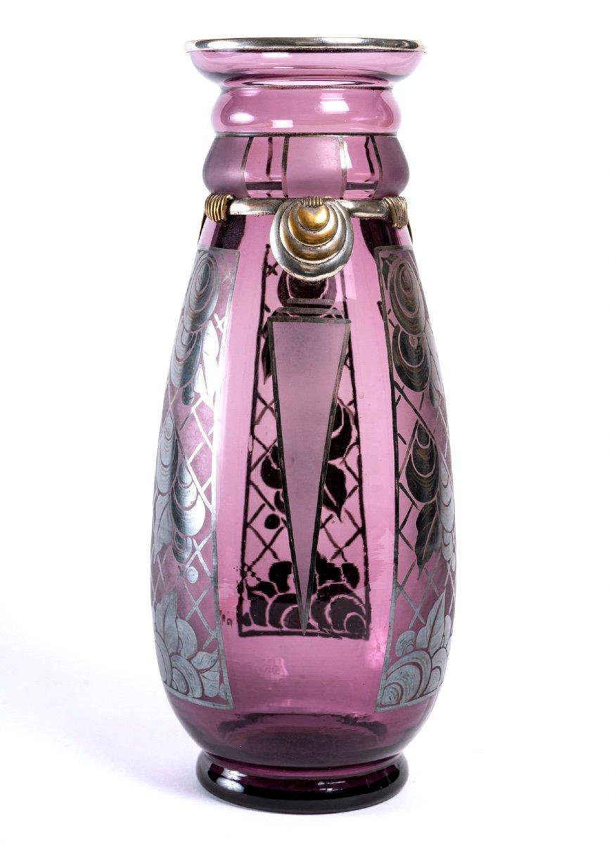 Argyl Vase, Purple Glass and Silver Metal, Period: Art Deco, 20th Century For Sale 2