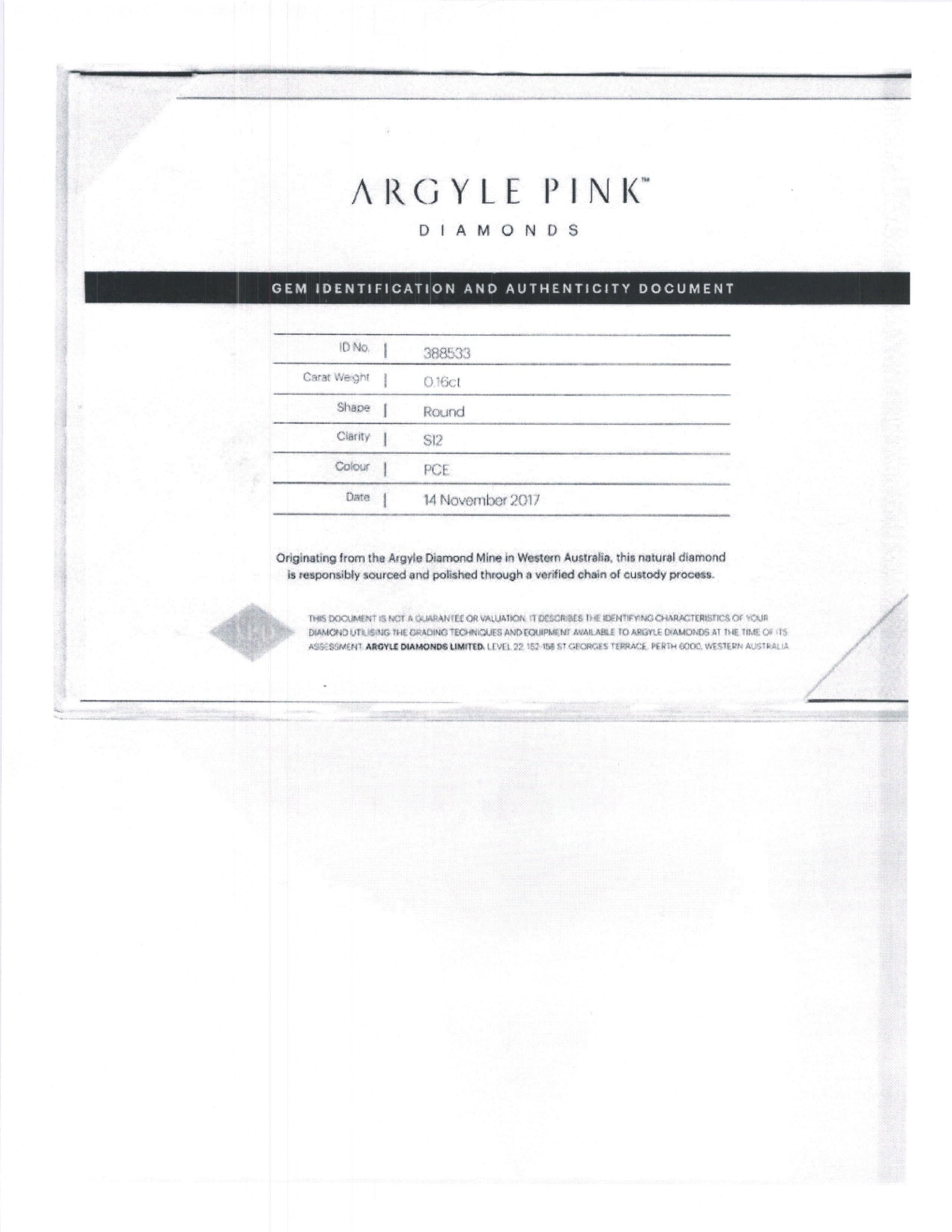 Round Cut Argyle 0.16 Carat Natural Pink Champagne Round Shape Loose Diamond For Sale