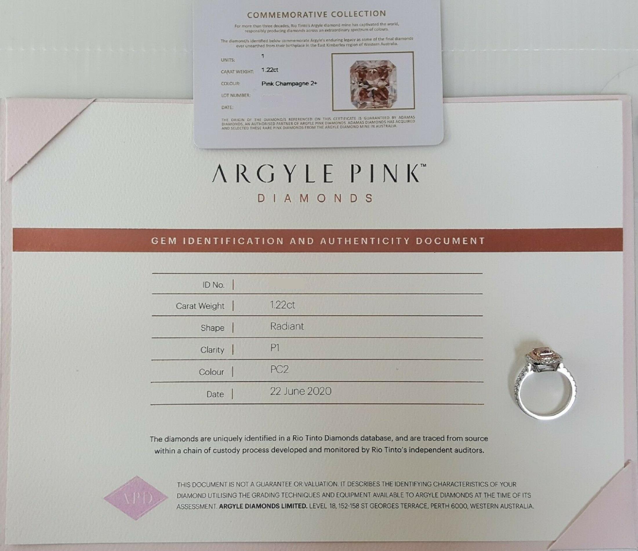 ARGYLE 1.20 Carat Fancy Pink Diamond Ring Pink Gold 18 Carats In New Condition In Rome, IT