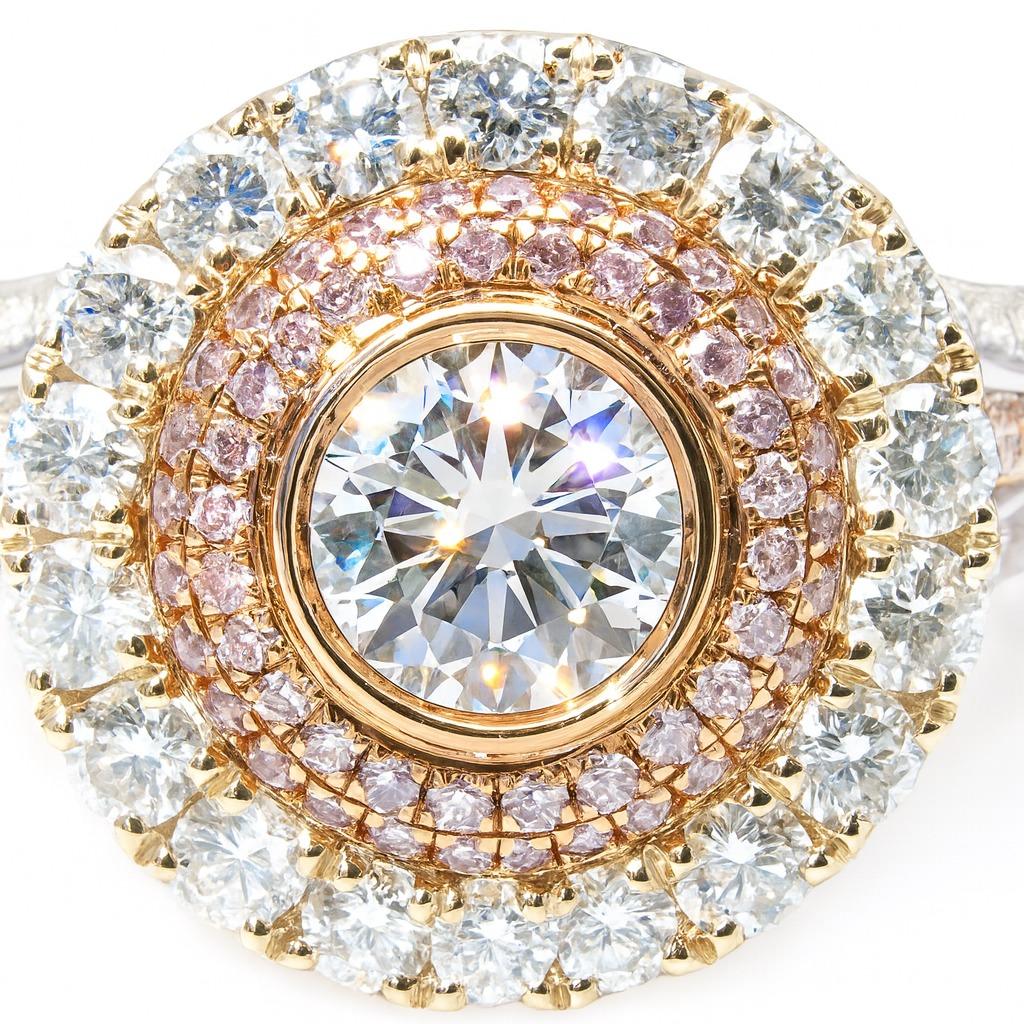 Taille ronde Bague de fiançailles Argyle en or 18 carats, diamant naturel rose de 2,05 carats en vente