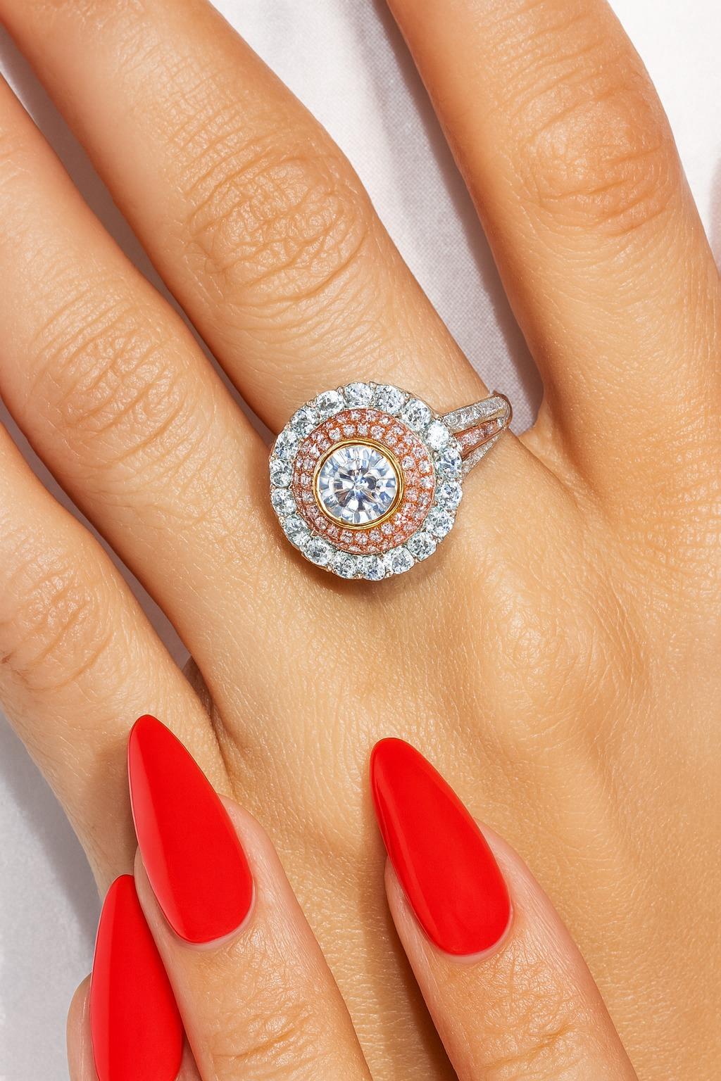 Bague de fiançailles Argyle en or 18 carats, diamant naturel rose de 2,05 carats Neuf - En vente à Chicago, IL