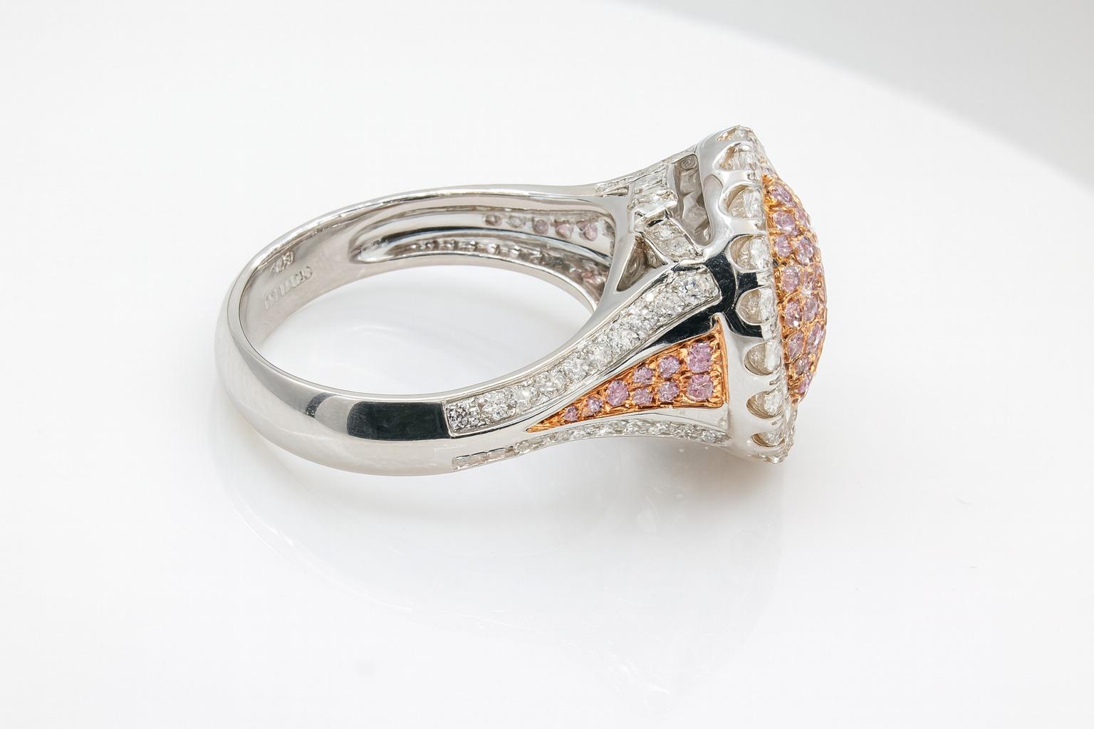 Bague de fiançailles Argyle en or 18 carats, diamant naturel rose de 2,05 carats Pour femmes en vente