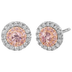 Argyle Certified Pink Diamond Halo Studs