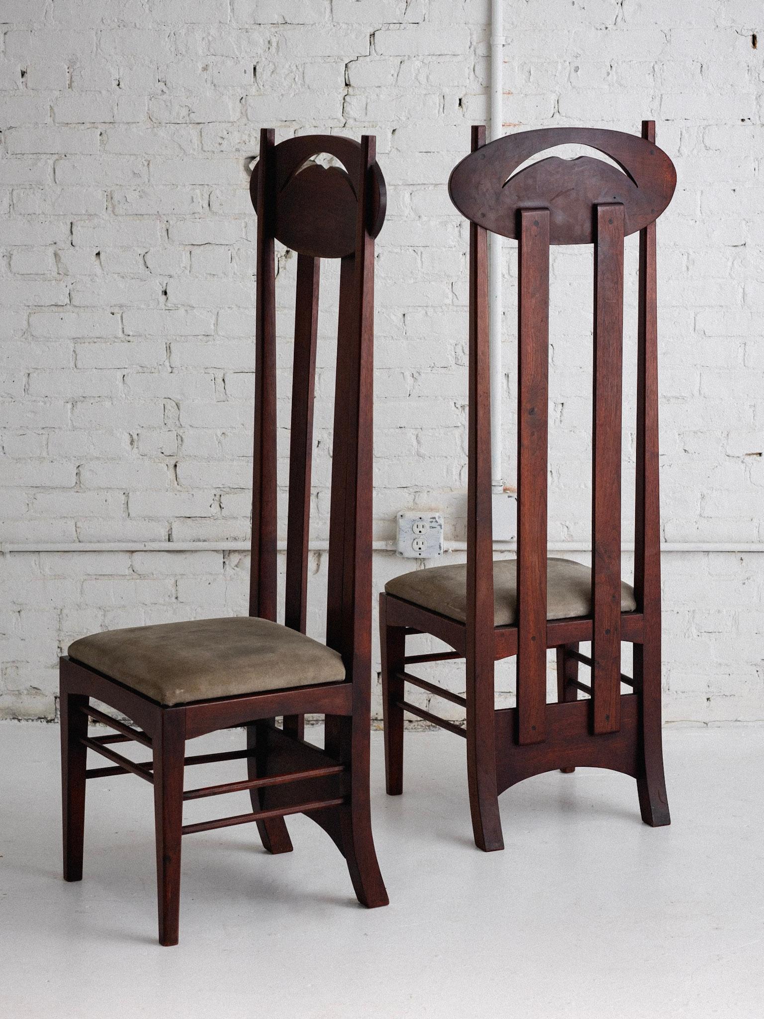 Suede ‘Argyle' Chairs in the Style of Charles Rennie Mackintosh, a Set of 4