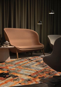 ARGYLE Hand Tufted Contemporary Silk Rug in Blue, Gold & Rust Colours by Hands