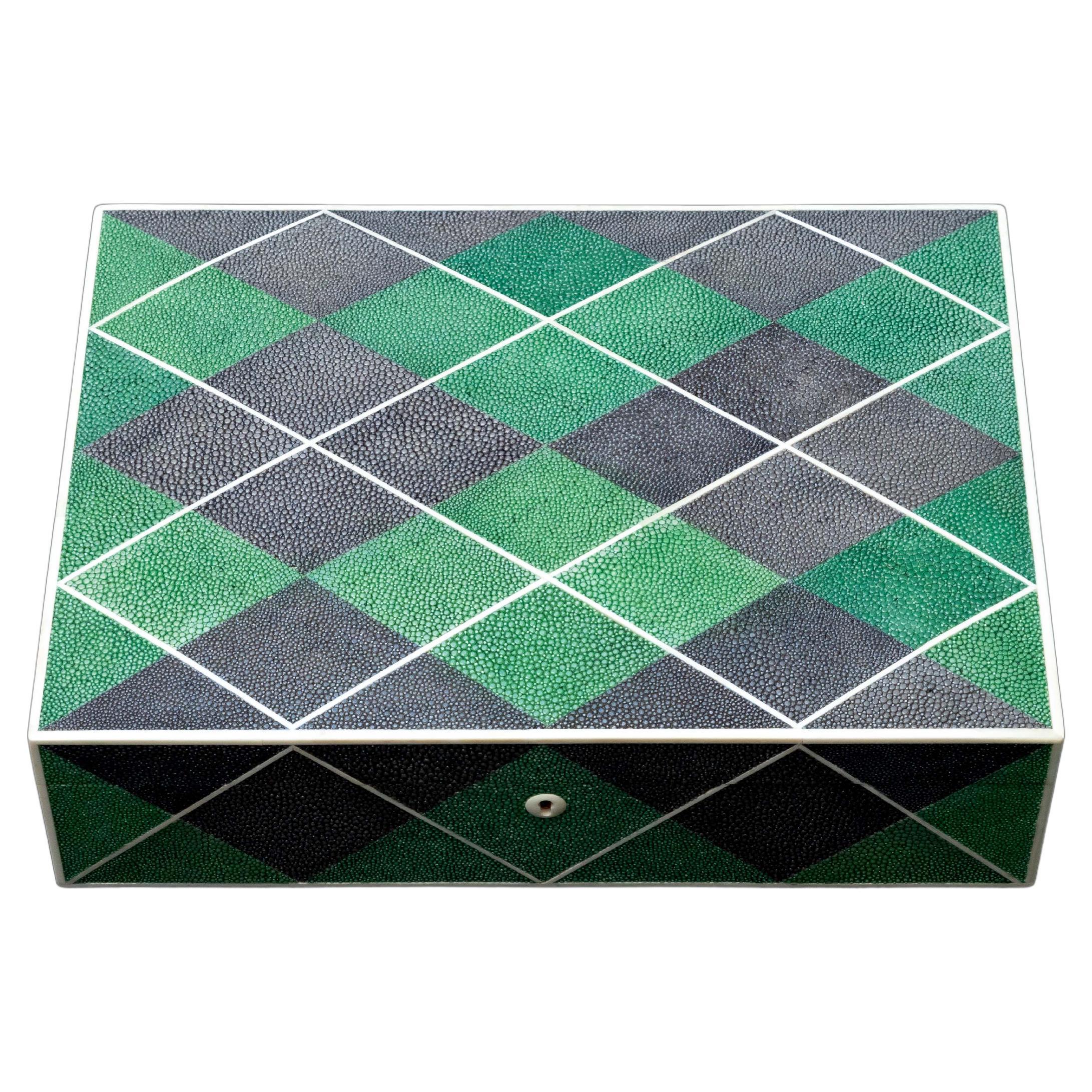 Large Argyle Pattern Shagreen Box For Sale