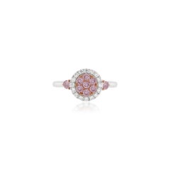 0.26 ct Round Brilliant Cut Argyle Pink Diamond and White Diamond 18K Gold Ring