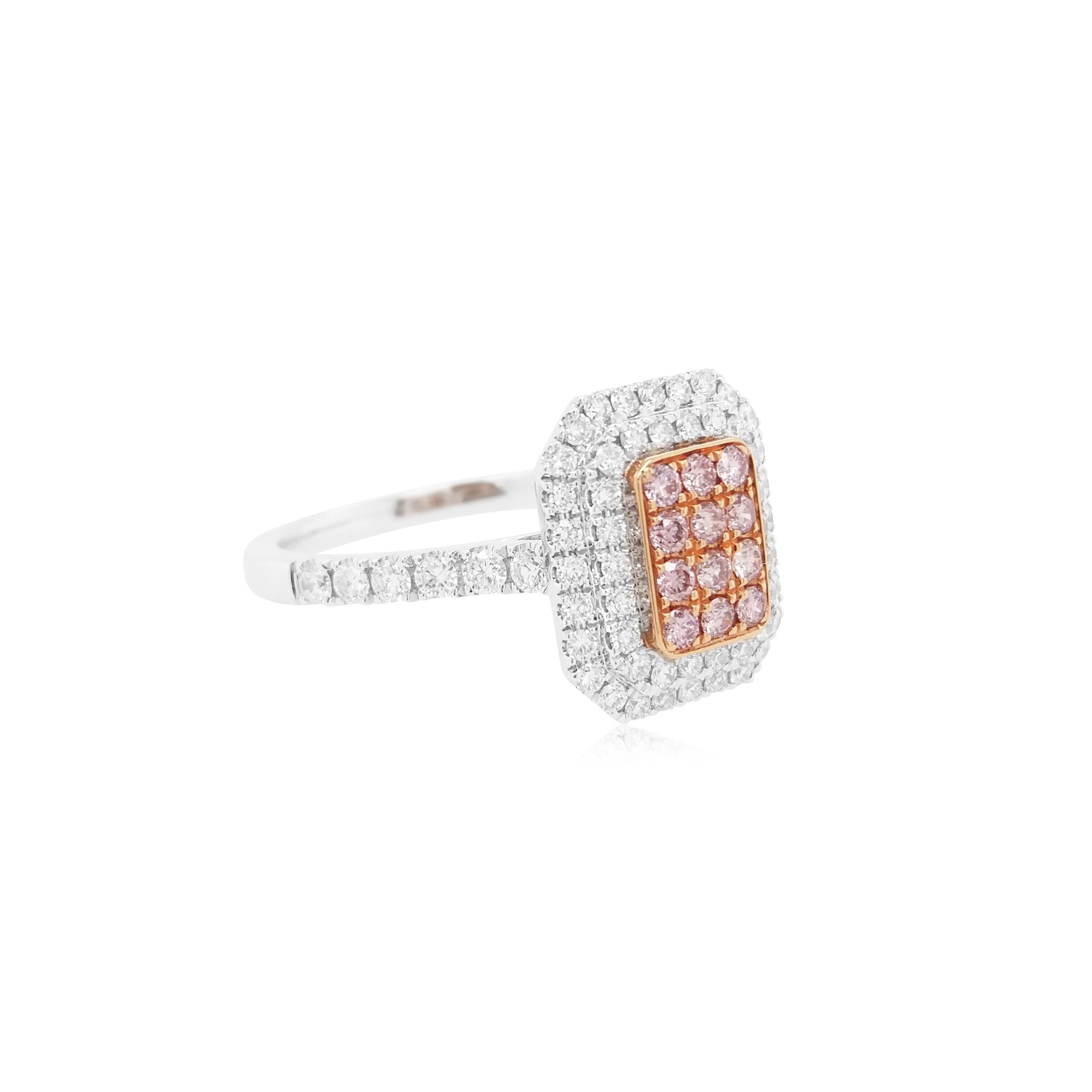 Argyle Pink Diamond White Diamond Platinum Cocktail Ring In New Condition For Sale In Hong Kong, HK