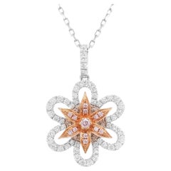 Argyle Pink Diamond White Diamond Platinum Pendant Necklace