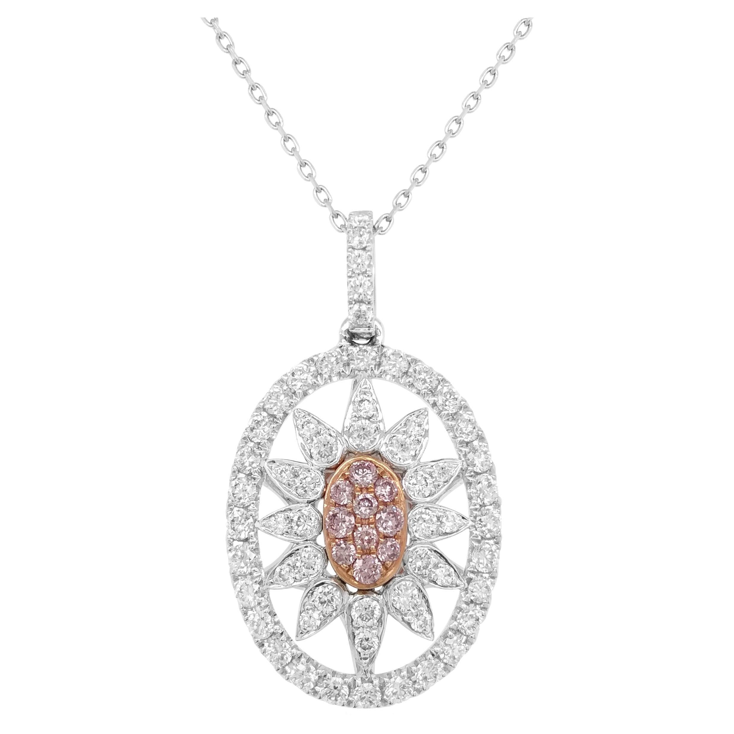 Argyle Pink Diamond White Diamond Platinum Pendant Necklace