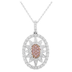 Collier pendentif Argyle en platine avec diamant rose et blanc