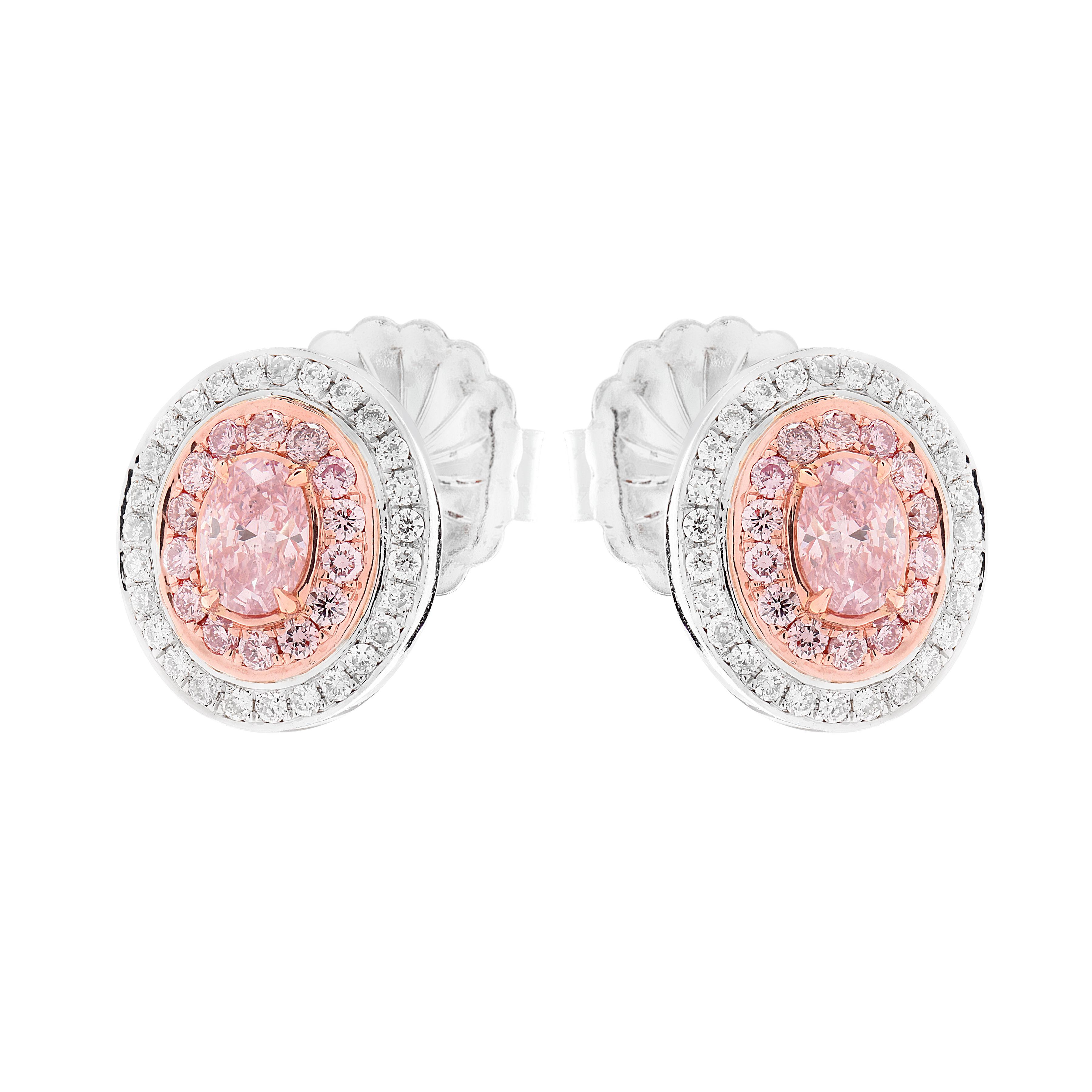 Taglio ovale Orecchini Argyle Pink Diamond in vendita