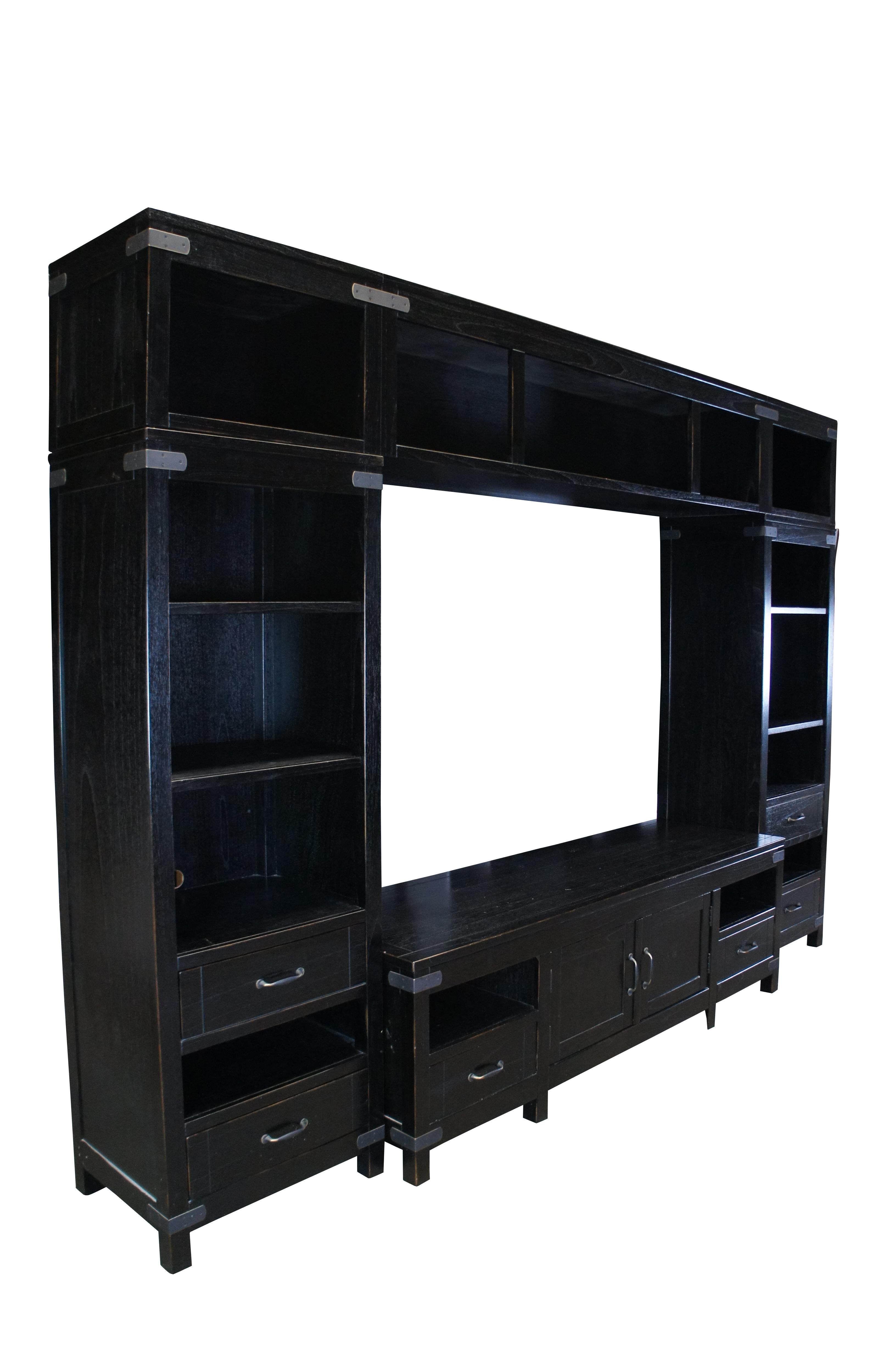 Arhaus Bentley Tremont Black Campaign Media Center TV Console Bookcase 120