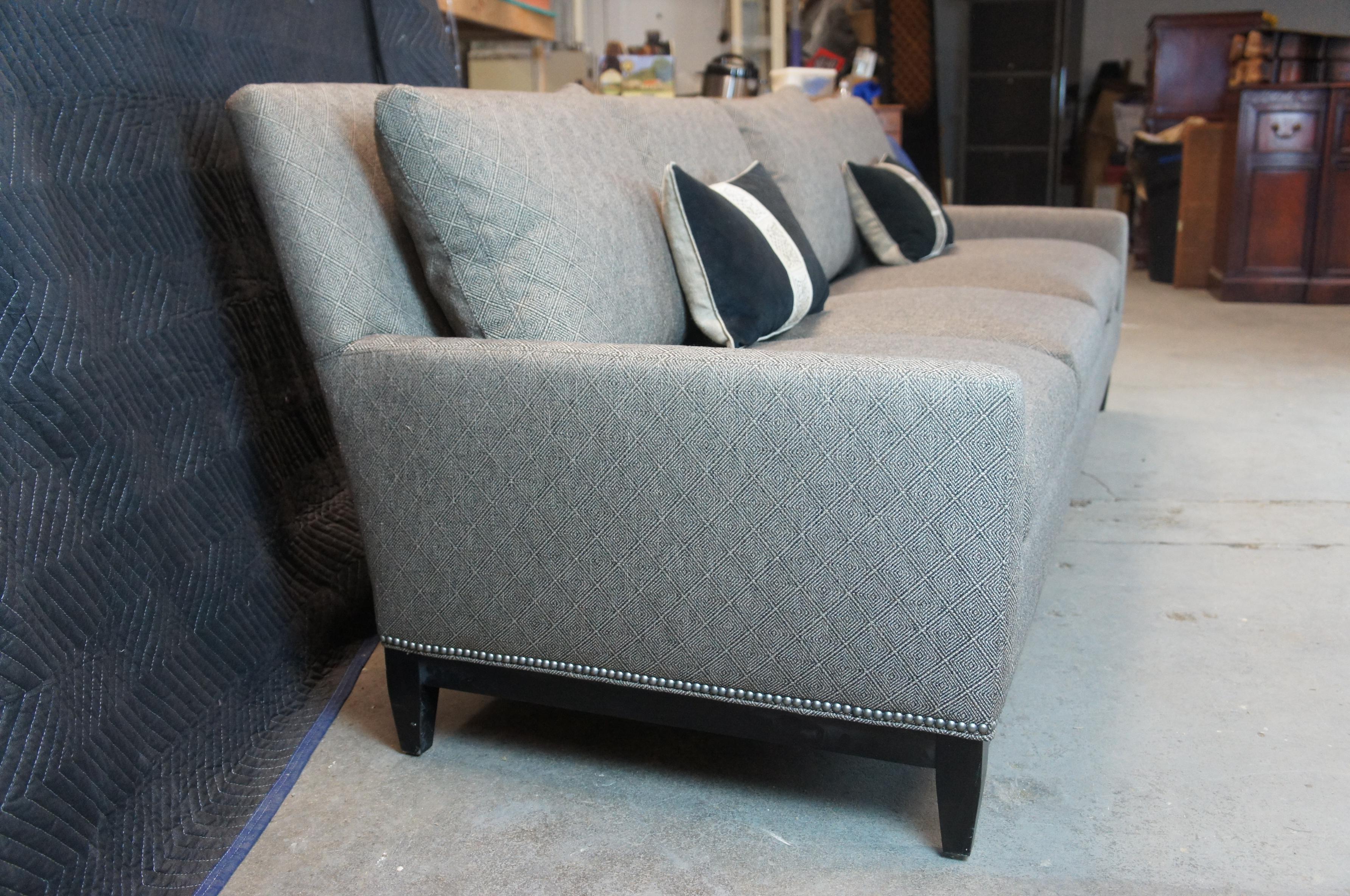Arhaus Camden Collection Modern Upholstered Nailhead 4 Seat Sofa Couch 1