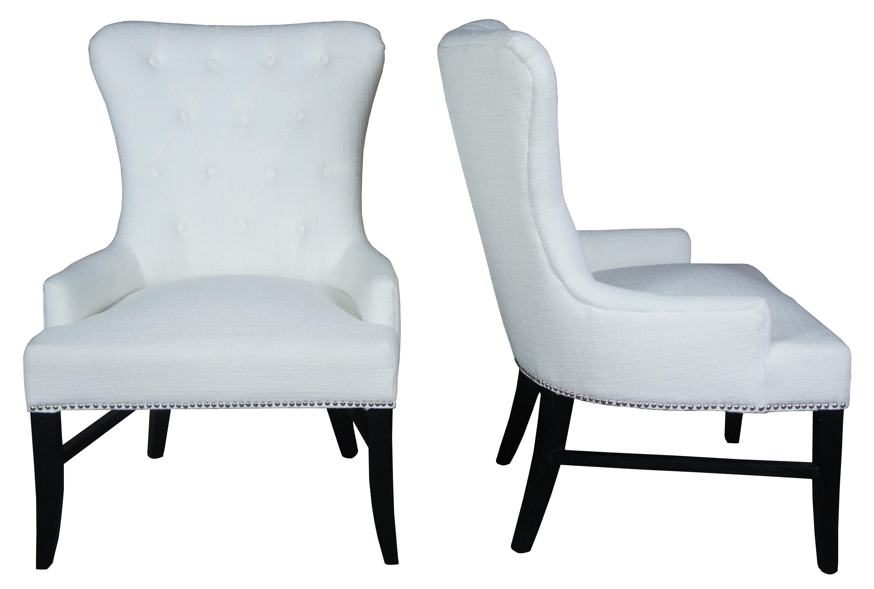 Arhaus Claybourne upholstered dining armchairs tufted wingback modern seating

