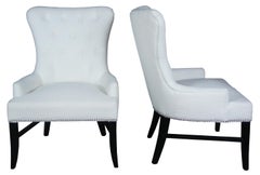 Arhaus Claybourne Upholstered Dining Armchairs Tufted Wingback Modern Seating