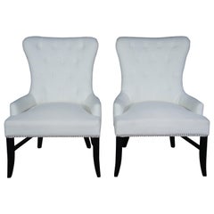 Arhaus Claybourne Upholstered Dining Armchairs Tufted Wingback Modern Seating