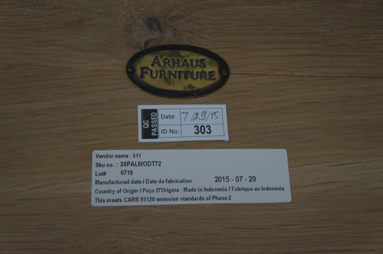 Arhaus Furniture Palmer Dining Table Natural Oak Plank Iron Base Minimalist For Sale At 1stdibs