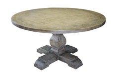 Guéridon de salle à manger rond en pin et chêne de style Arhaus Kensington, 60 po. (Italie)