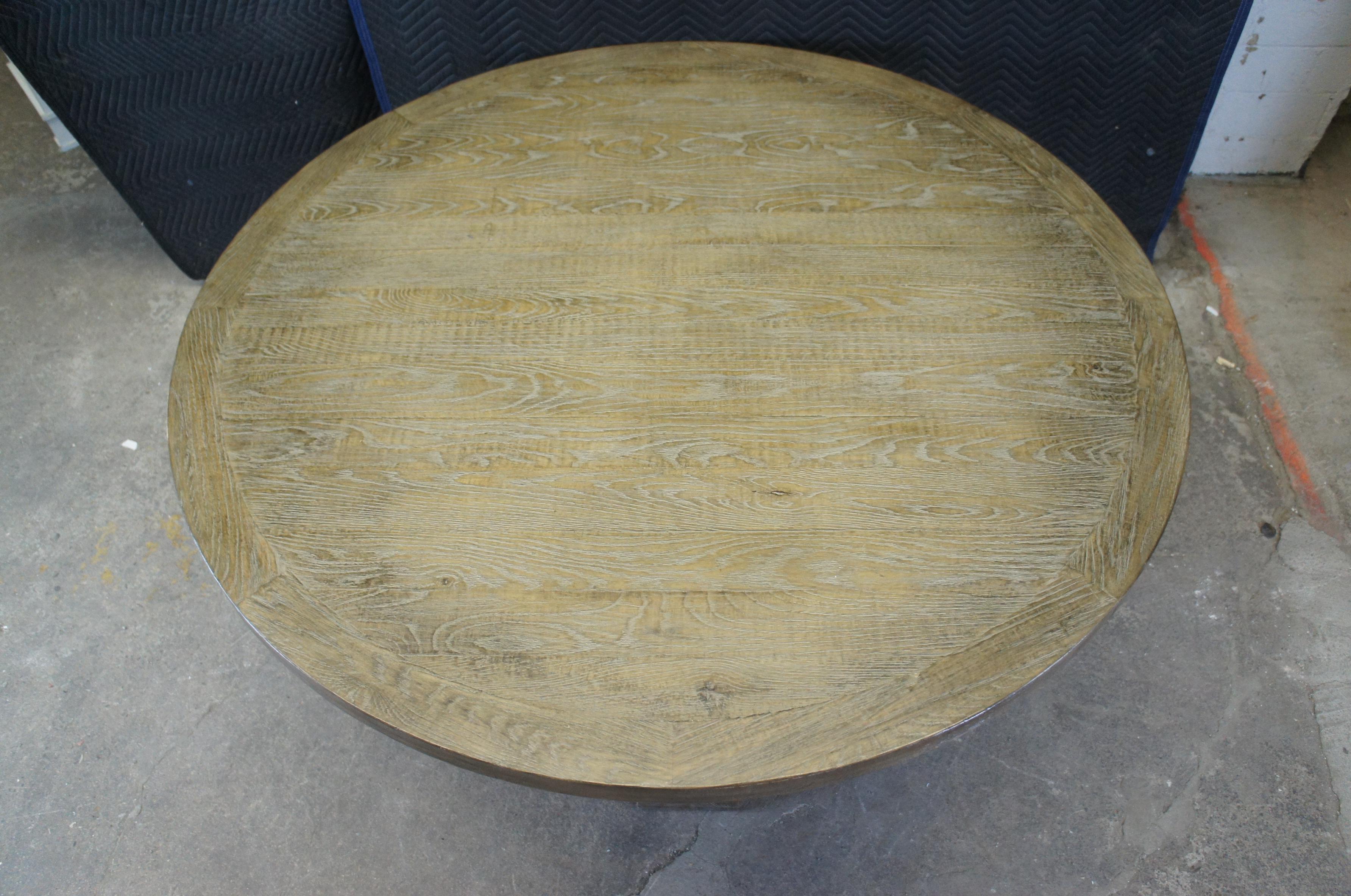 Rustic Arhaus Kensington Pine & Oak Round Dining Pedestal Table Italian Old World