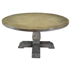 Used Arhaus Kensington Pine & Oak Round Dining Pedestal Table Italian Old World
