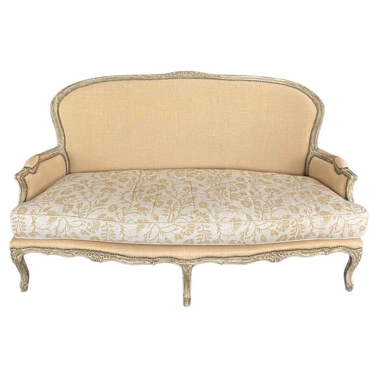 Arhaus Louis XV Style Loveseat or Sofa with Neutral Contrasting Seat