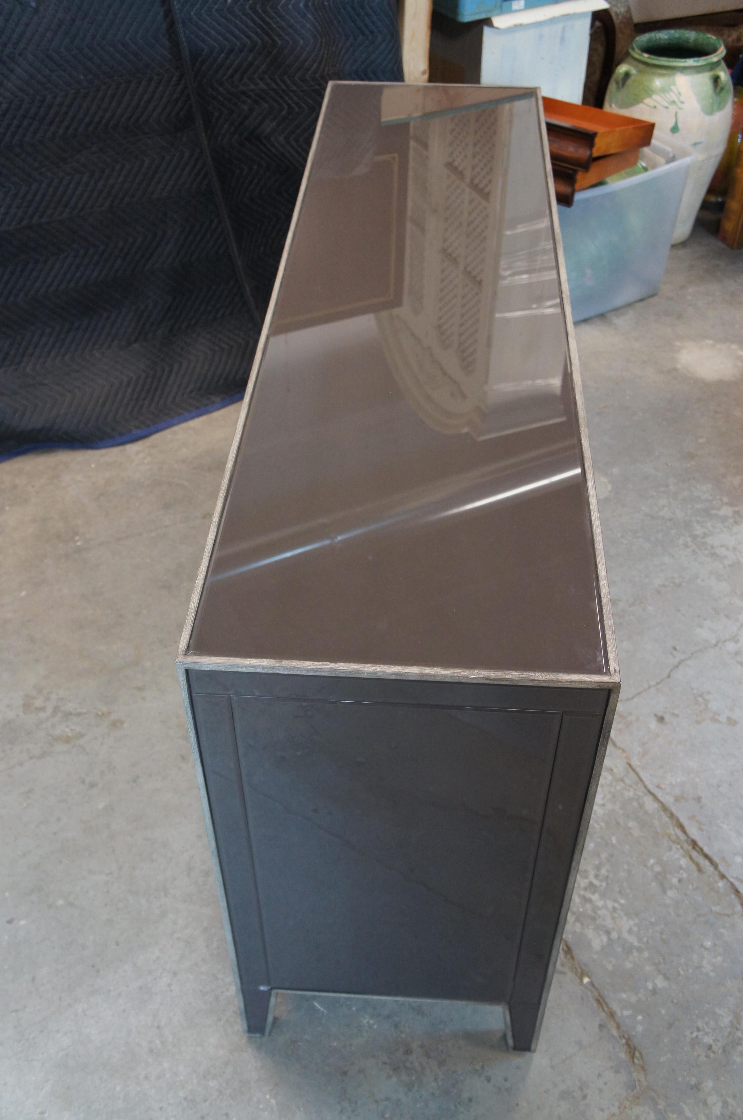 Arhaus Reese 3 Door Grey Mirrored Sideboard Cabinet Buffet Console TV Stand 2