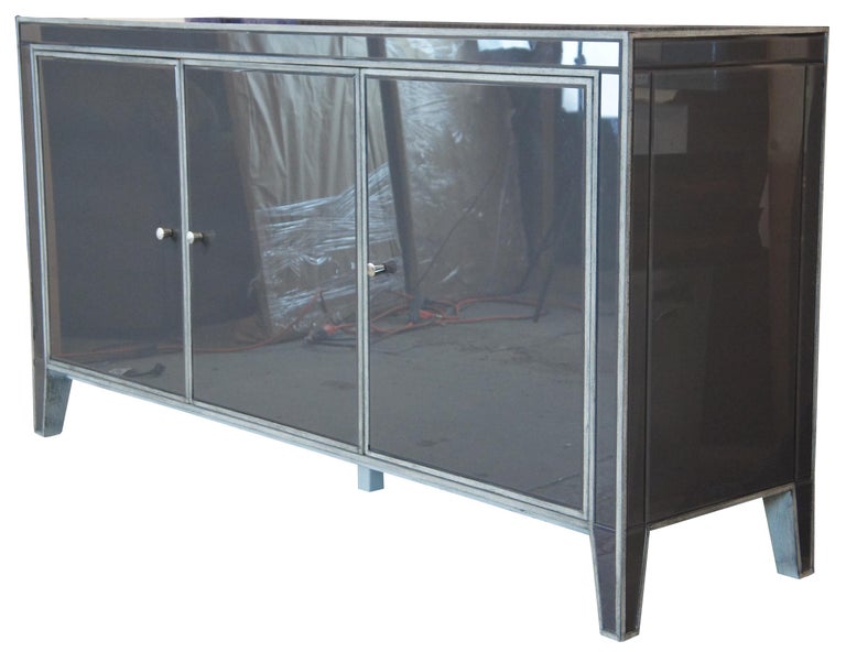 Arhaus Reese 3 Door Grey Mirrored Sideboard Buffet Console TV