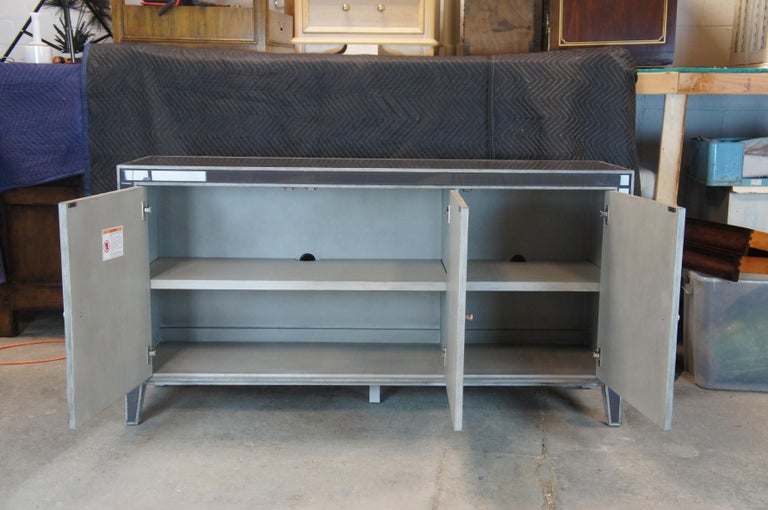 Arhaus Reese 3 Door Grey Mirrored Sideboard Buffet Console TV