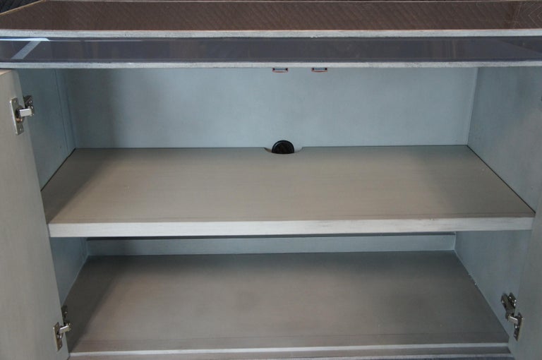 Arhaus Reese 3 Door Grey Mirrored Sideboard Buffet Console TV