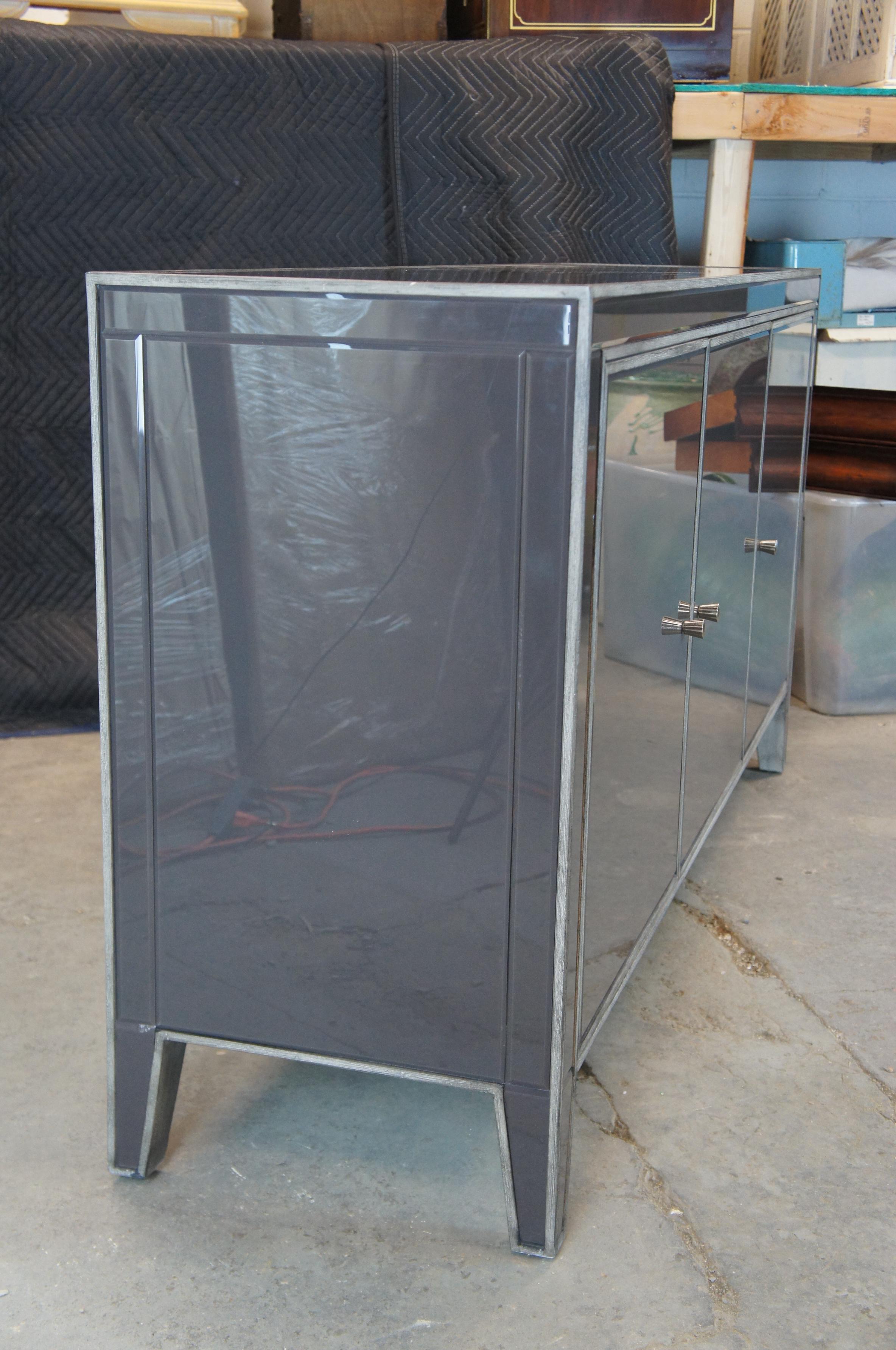 Arhaus Reese 3 Door Grey Mirrored Sideboard Cabinet Buffet Console TV Stand 1