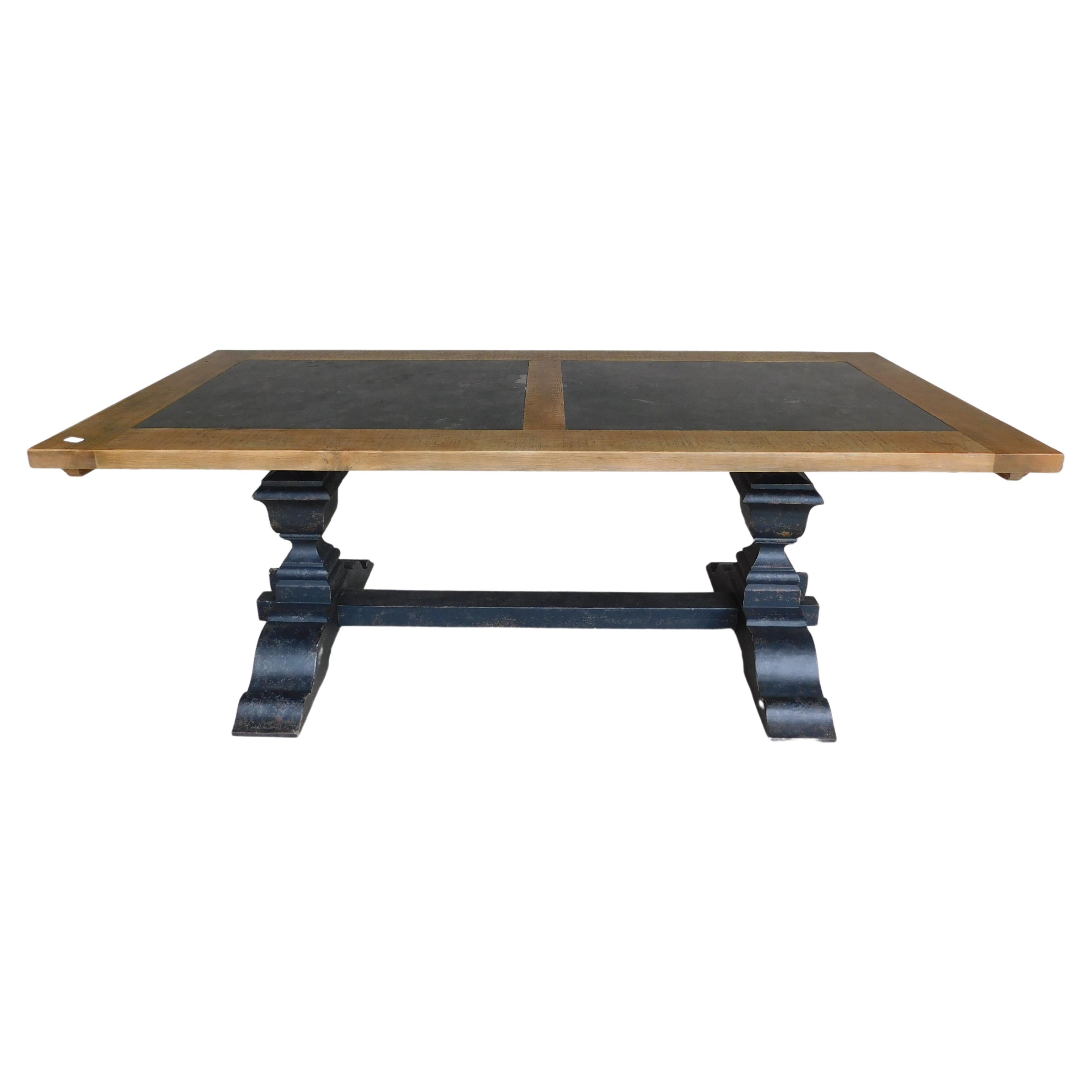 Arhaus Wilhelm Blue Stone Marble Top Dining Table For Sale