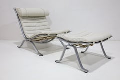 Ari Chair and Ottoman in Leather and Steel by Arne Norell, 1970s