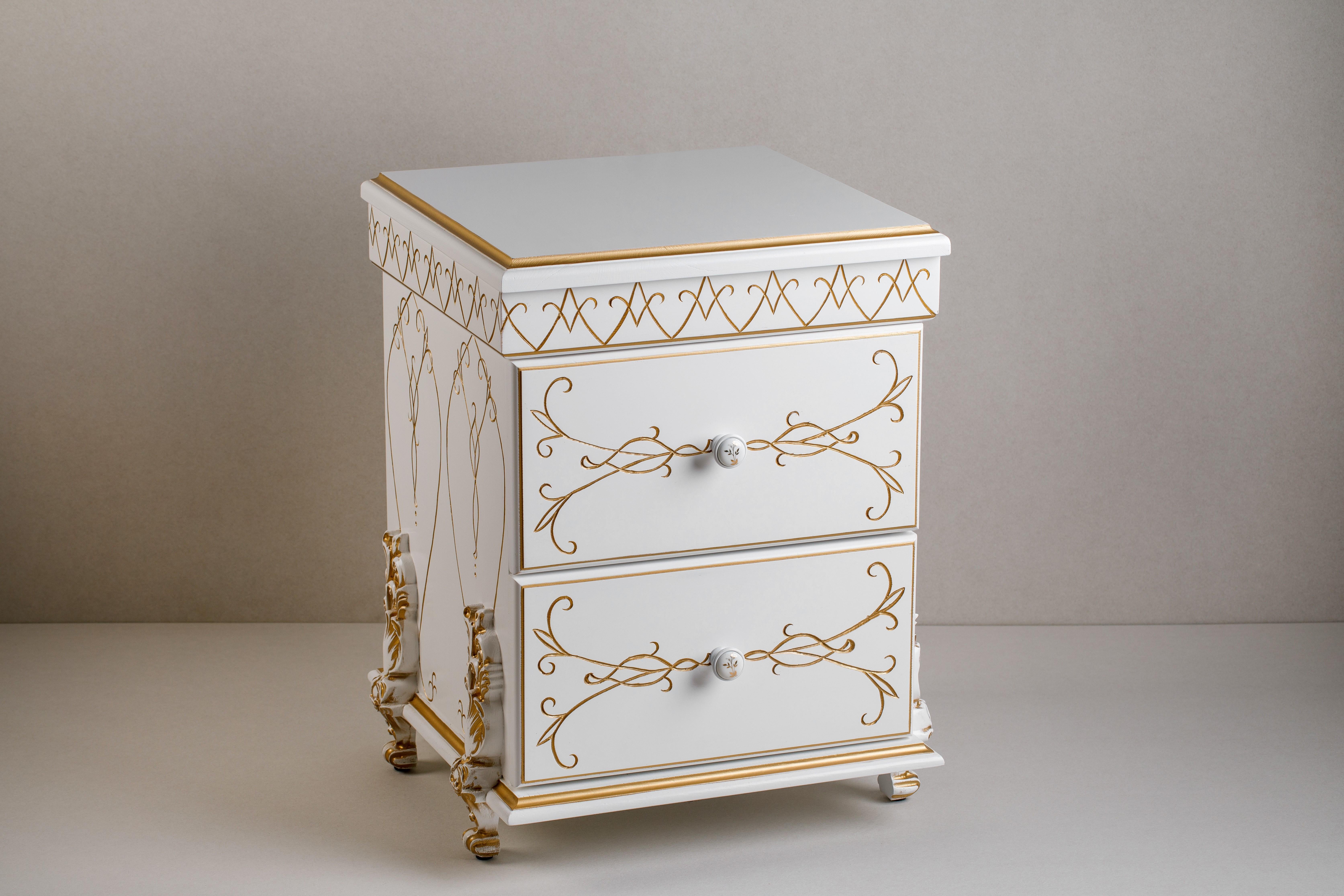 Ari Contemporary Style White Solid Wood Nightstand In New Condition For Sale In Naperville, IL