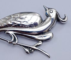 Ari D Norman Sterling Silver Fantasy Bird of Paradise Brooch 1980s