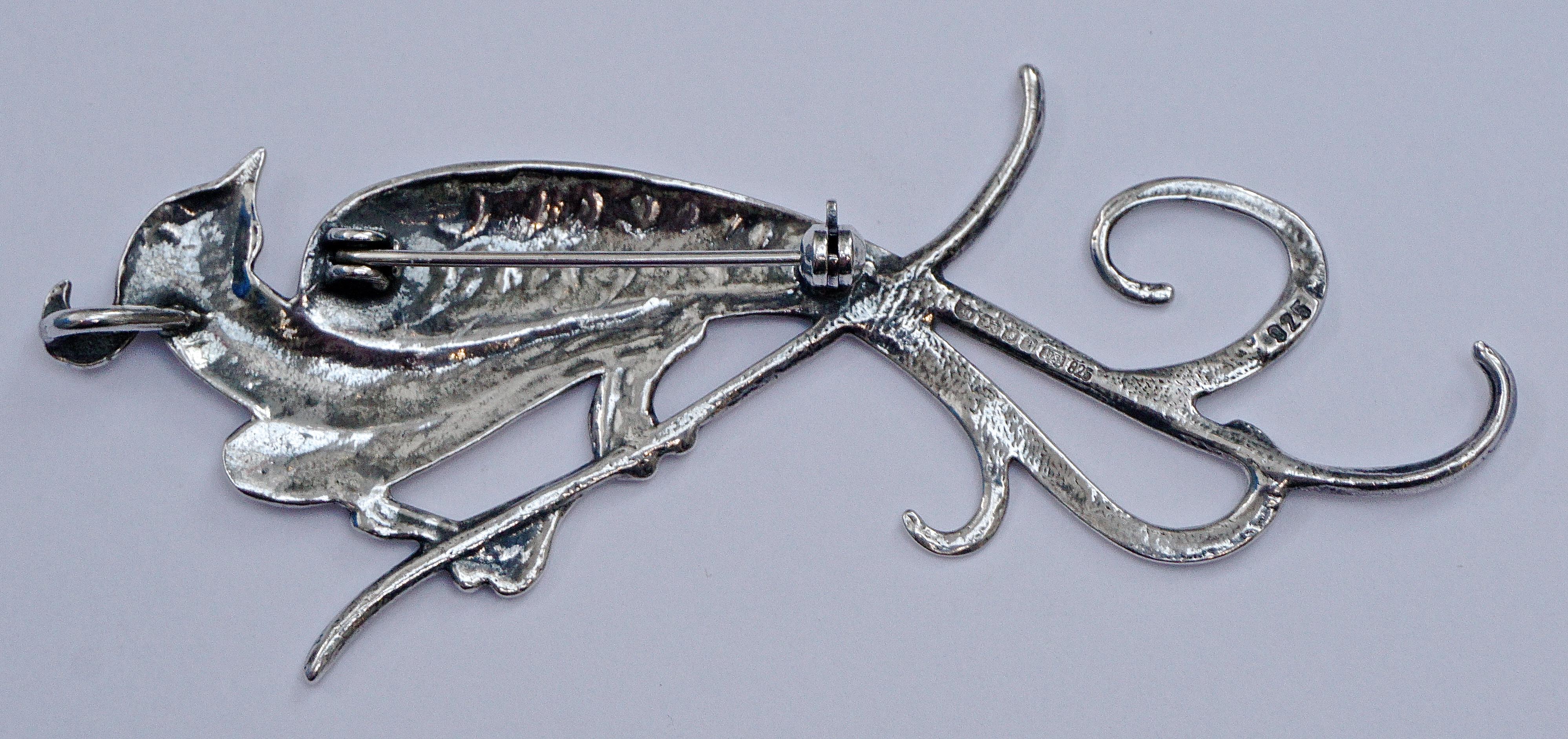 Ari D Norman Sterling Silver Fantasy Bird of Paradise Brooch 1980s In Good Condition In London, GB