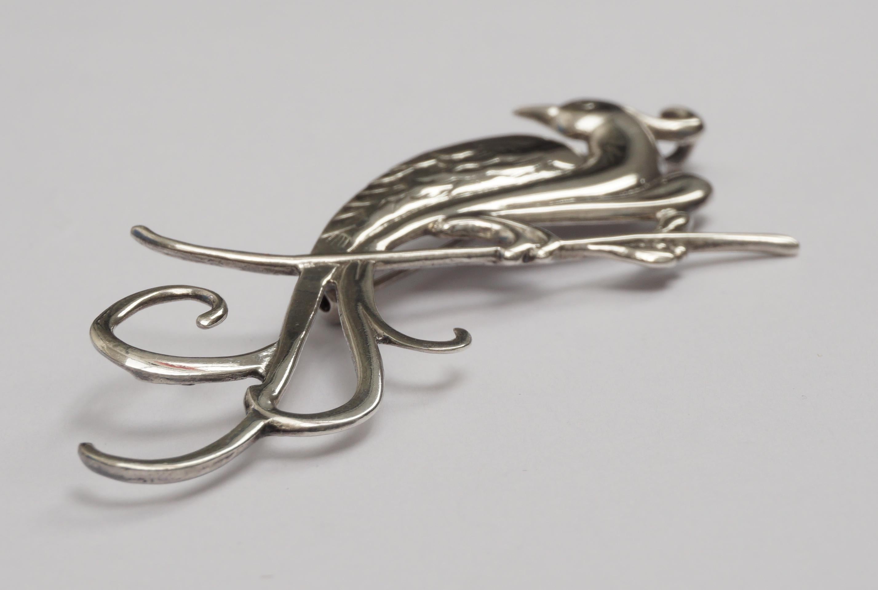Ari D Norman Sterling Silver Fantasy Bird of Paradise Brooch 1980s 3