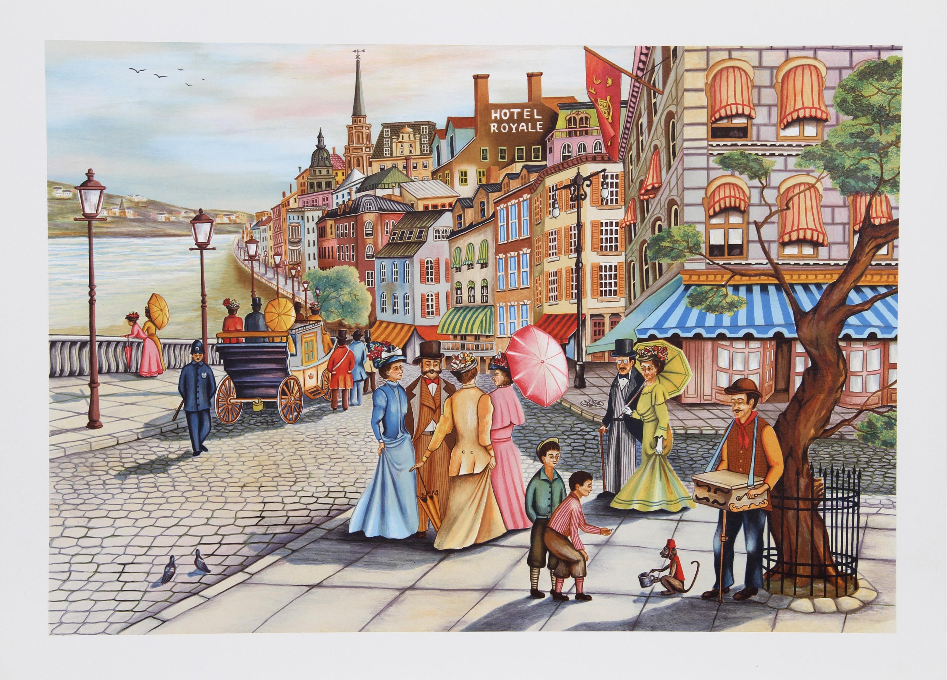 Ari Gradus, israeliano (1943 - ) - Passeggiata pomeridiana, Anno:  1980, Medio:  Litografia, firmata e numerata a matita, edizione:  AP, Dimensioni immagine:  18 x 26 pollici, Dimensioni:  21.5 in. x 29 in. (54.61 cm x 73.66 cm), Descrizione: 